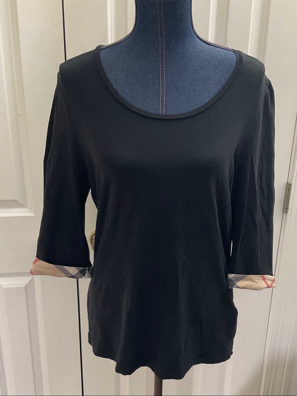 Burberry stretch top with check cuffs